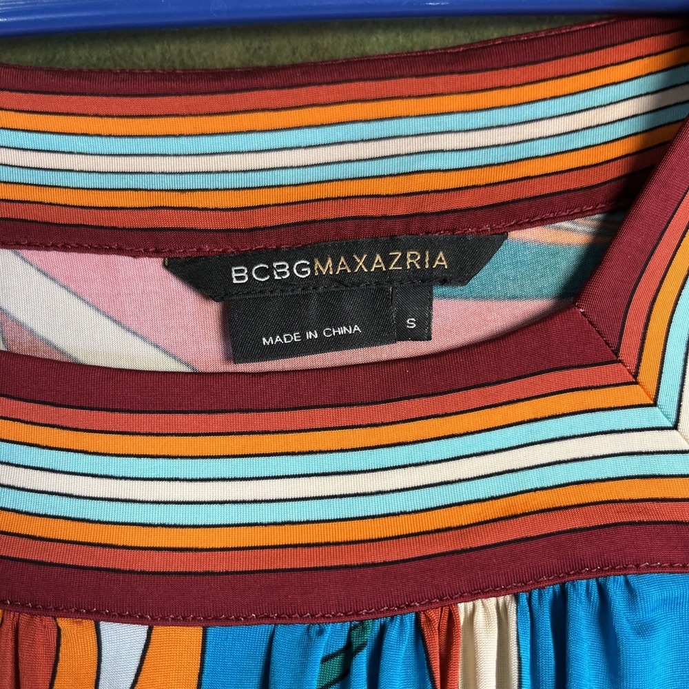 BCBG Max Azria Womens Abstract Print Wide Sleeve Top Small - Picture 2 of 4